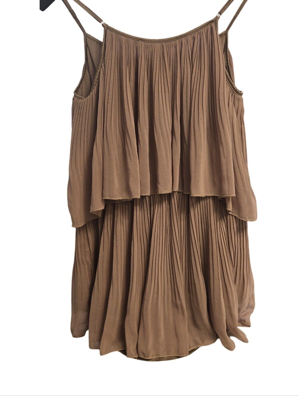 Forever 21 Dusty Mauve Tiered Pleated Women’s Shirt Pleated Feminine Flowy - Picture 2 of 5